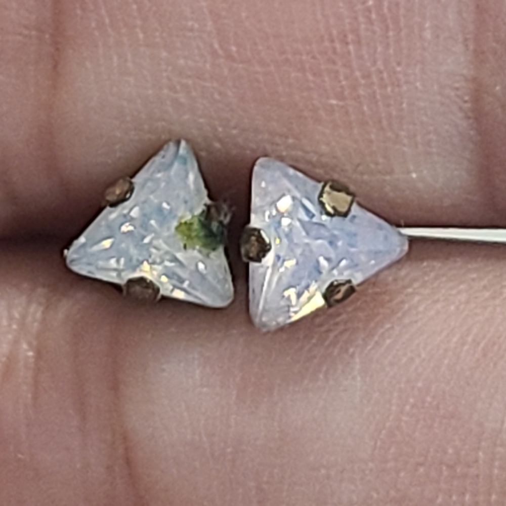 Silver Tone Triangular Stud Earrings - image 1